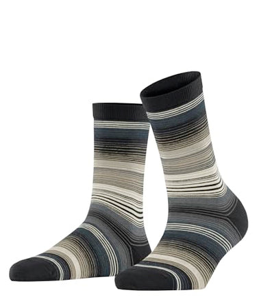 Burlington Women's Socks Stripe W So Cotton Patterned 1 Pair, Black 3000, 36-41 on Sale